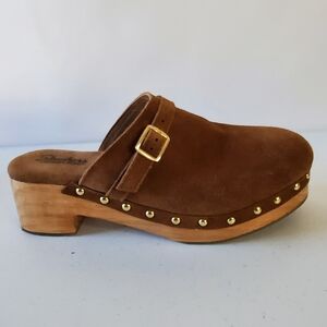 Skechers Suede Studded Clogs Size 9 Women's Leather Slip-on Boho Chunky Shoes